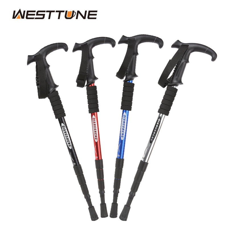 Lightweight Camping Climbing Trekking Stick, Outdoor Folding Trekkings Pole, 4 Section Portable Walking Hiking Stick