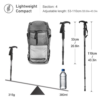 Lightweight Camping Climbing Trekking Stick, Outdoor Folding Trekkings Pole, 4 Section Portable Walking Hiking Stick