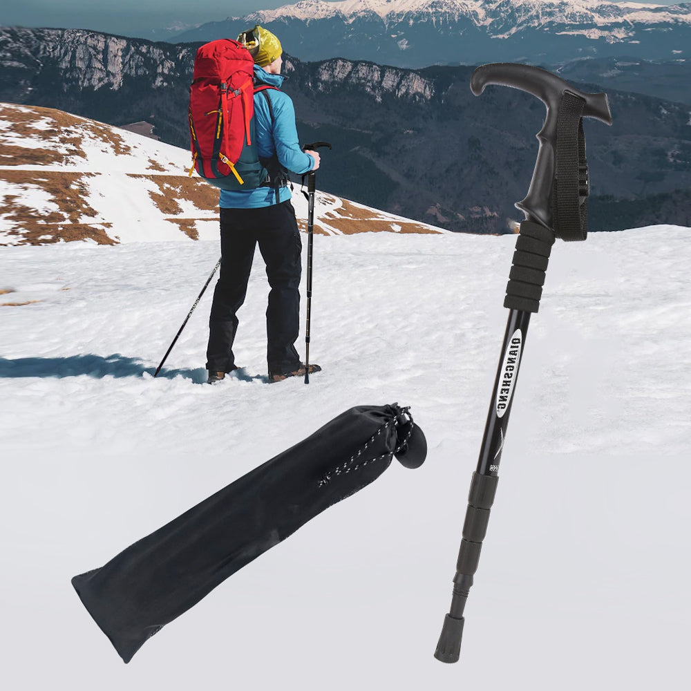 Lightweight Camping Climbing Trekking Stick, Outdoor Folding Trekkings Pole, 4 Section Portable Walking Hiking Stick