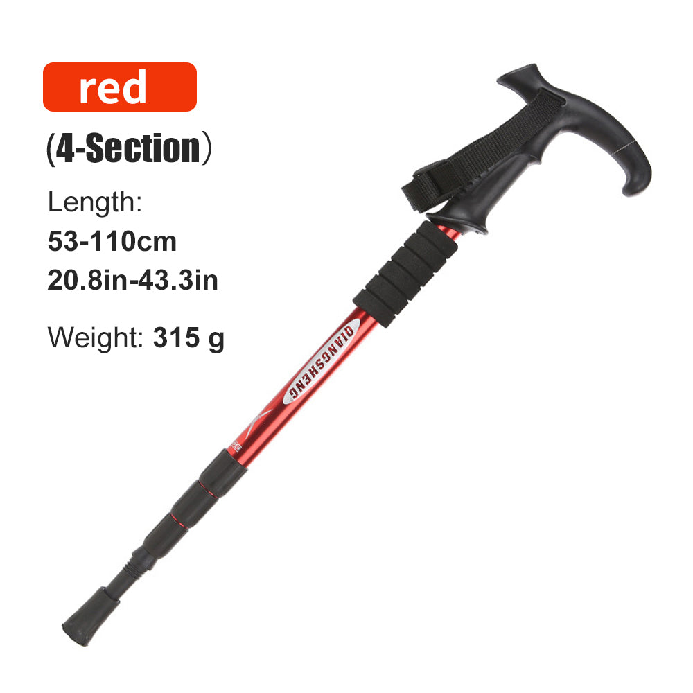 Lightweight Camping Climbing Trekking Stick, Outdoor Folding Trekkings Pole, 4 Section Portable Walking Hiking Stick
