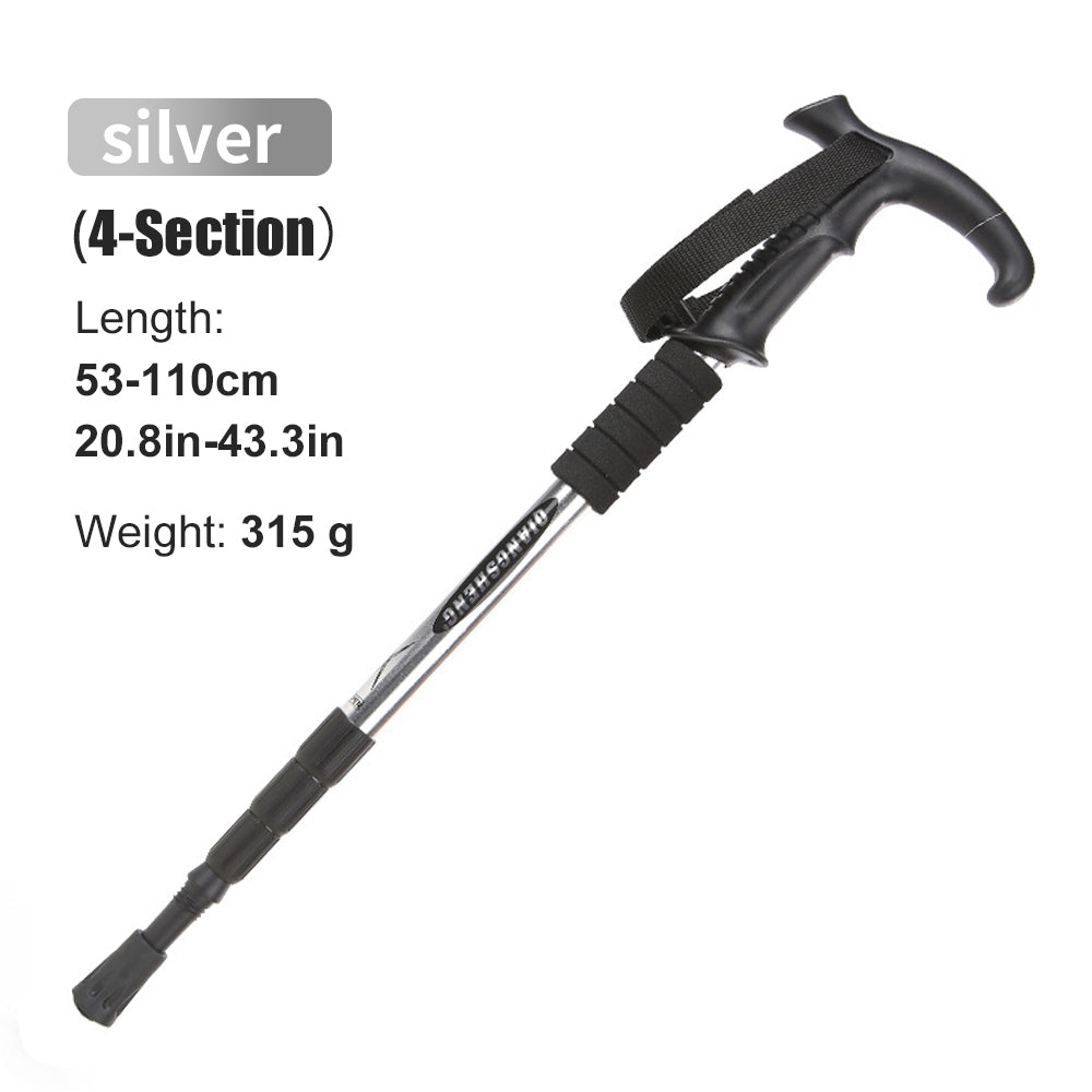 Lightweight Camping Climbing Trekking Stick, Outdoor Folding Trekkings Pole, 4 Section Portable Walking Hiking Stick