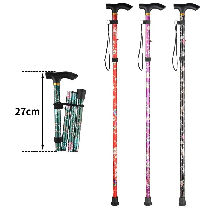 Retractable Cane Hiking Pole Folding Cane, Hiking Camping Hiking Pole Printing Cane, Lightweight Crutch Pole Men Women