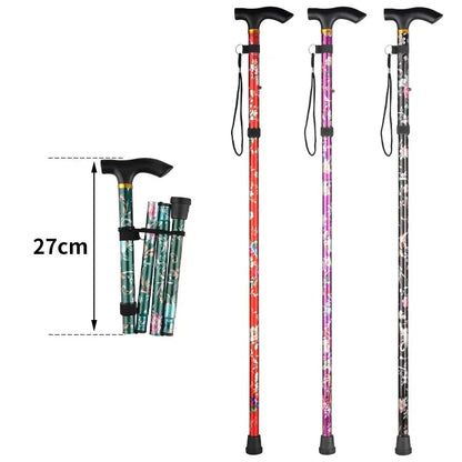 Retractable Cane Hiking Pole Folding Cane, Hiking Camping Hiking Pole Printing Cane, Lightweight Crutch Pole Men Women