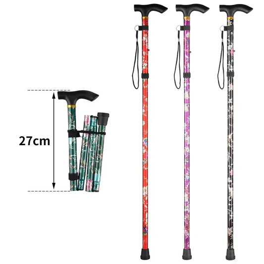 Retractable Cane Hiking Pole Folding Cane, Hiking Camping Hiking Pole Printing Cane, Lightweight Crutch Pole Men Women