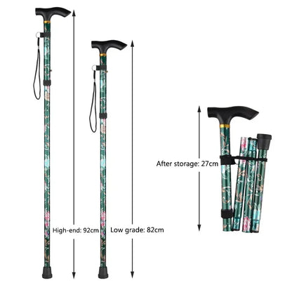 Retractable Cane Hiking Pole Folding Cane, Hiking Camping Hiking Pole Printing Cane, Lightweight Crutch Pole Men Women