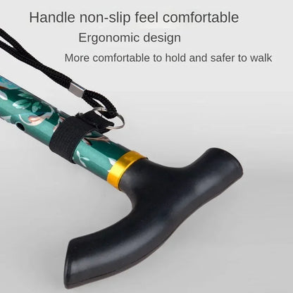 Retractable Cane Hiking Pole Folding Cane, Hiking Camping Hiking Pole Printing Cane, Lightweight Crutch Pole Men Women