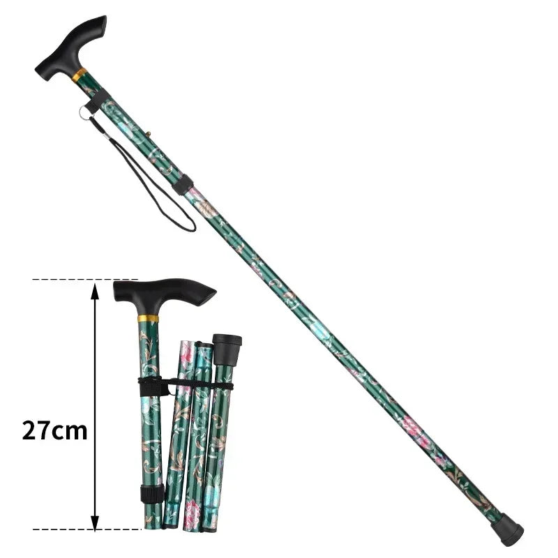 Retractable Cane Hiking Pole Folding Cane, Hiking Camping Hiking Pole Printing Cane, Lightweight Crutch Pole Men Women