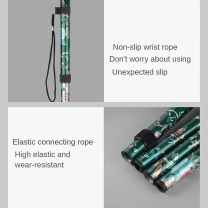 Retractable Cane Hiking Pole Folding Cane, Hiking Camping Hiking Pole Printing Cane, Lightweight Crutch Pole Men Women