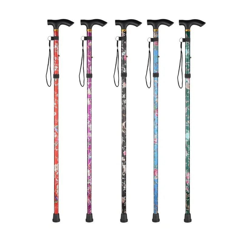 Retractable Cane Hiking Pole Folding Cane, Hiking Camping Hiking Pole Printing Cane, Lightweight Crutch Pole Men Women