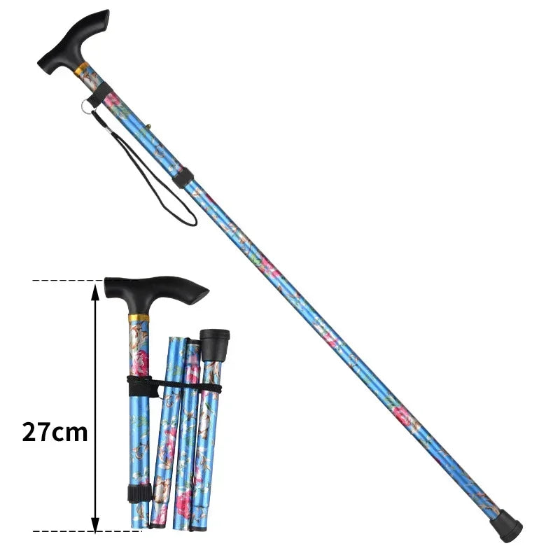 Retractable Cane Hiking Pole Folding Cane, Hiking Camping Hiking Pole Printing Cane, Lightweight Crutch Pole Men Women