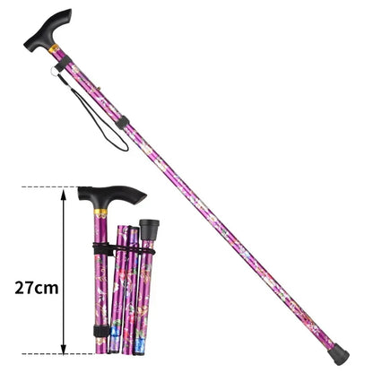 Retractable Cane Hiking Pole Folding Cane, Hiking Camping Hiking Pole Printing Cane, Lightweight Crutch Pole Men Women
