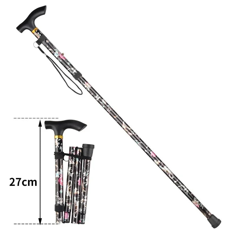 Retractable Cane Hiking Pole Folding Cane, Hiking Camping Hiking Pole Printing Cane, Lightweight Crutch Pole Men Women