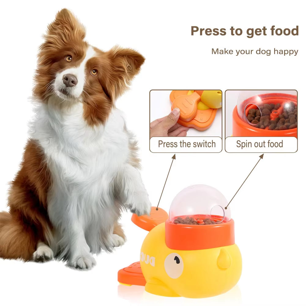 Yellow Duck-Shaped Interactive Dog Treat Dispenser, Durable Plastic Puzzle Toy for Training & Slow Feeding