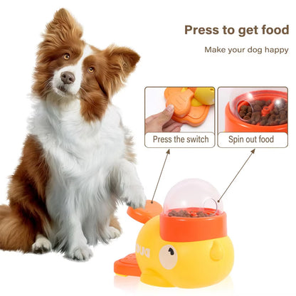 Yellow Duck-Shaped Interactive Dog Treat Dispenser, Durable Plastic Puzzle Toy for Training & Slow Feeding