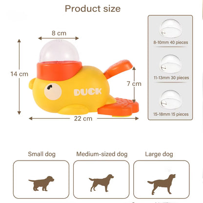 Yellow Duck-Shaped Interactive Dog Treat Dispenser, Durable Plastic Puzzle Toy for Training & Slow Feeding