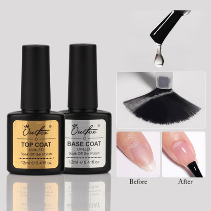 Soak Off Nail Top Coat and Base Coat Set, No Wipe UV Gel Nail Polish Semi Permanent Manicure Art Tool Primer Hybrid