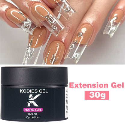 Clear Builder Nail Gel for Extension, Crystal Hard Constructor Gel, Self Leveling Poly Camouflage Base Nail Varnish