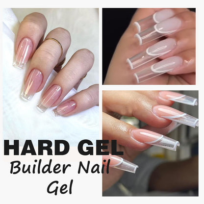 Clear Builder Nail Gel for Extension, Crystal Hard Constructor Gel, Self Leveling Poly Camouflage Base Nail Varnish