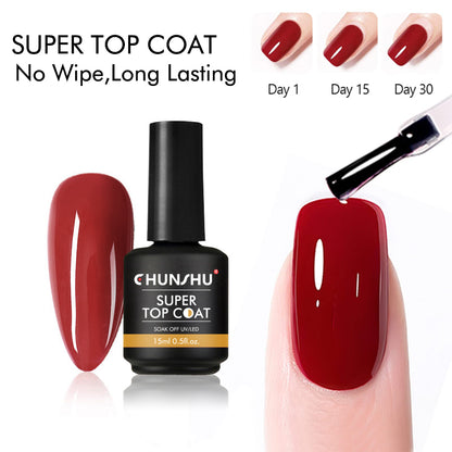 Super Top Coat Nail Gel No Wipe UV Gel Varnish, Transparent Diamond Topcoat Sealing Semi Permanent Nails Art Tools
