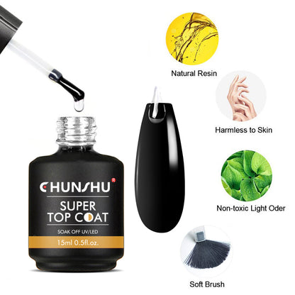 Super Top Coat Nail Gel No Wipe UV Gel Varnish, Transparent Diamond Topcoat Sealing Semi Permanent Nails Art Tools