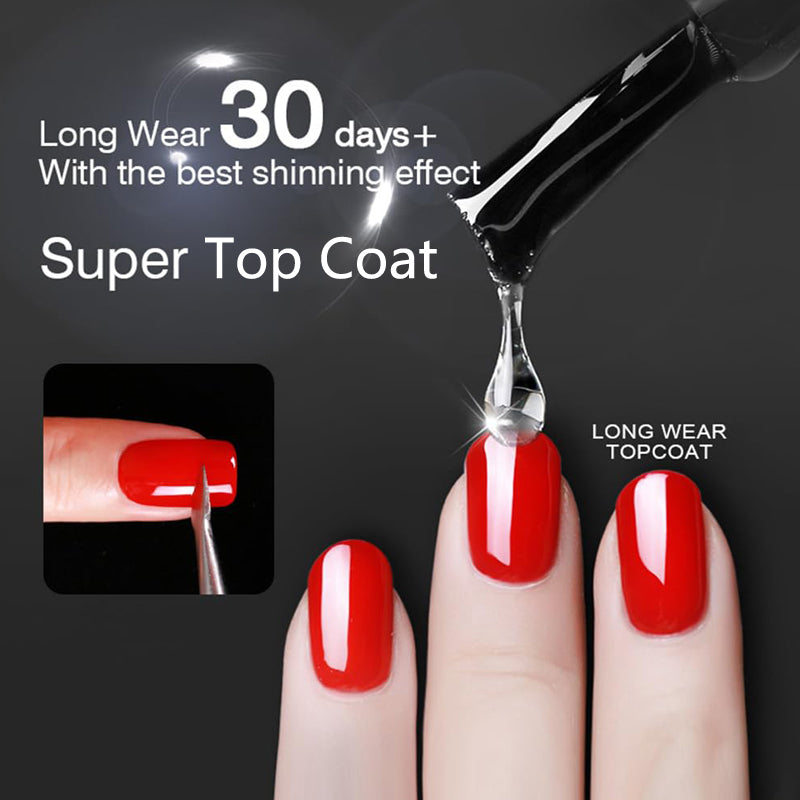 Super Top Coat Nail Gel No Wipe UV Gel Varnish, Transparent Diamond Topcoat Sealing Semi Permanent Nails Art Tools