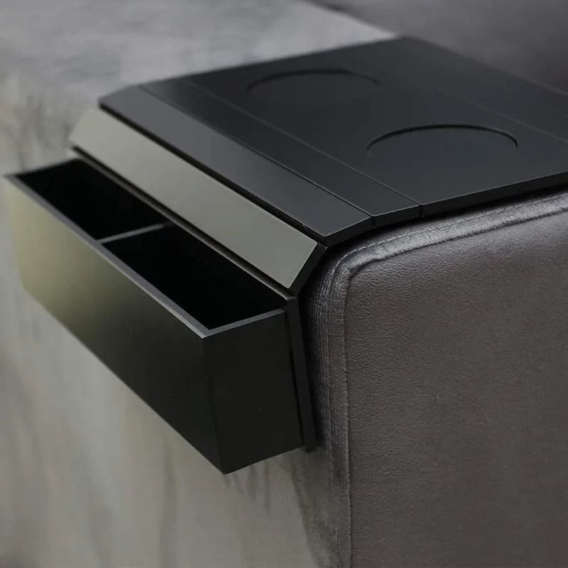 Foldable Bamboo Sofa Armrest Tray with Cup Holder