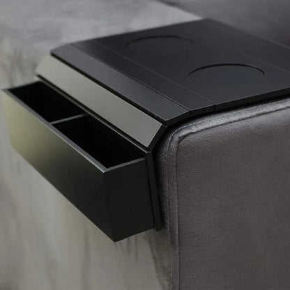 Foldable Bamboo Sofa Armrest Tray with Cup Holder