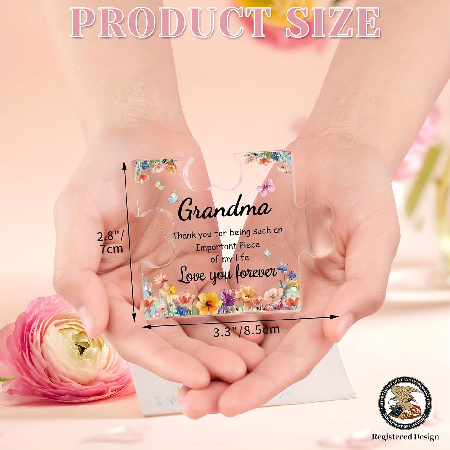 Grandma Birthday Gifts, Grandma Gifts Acrylic Puzzle Plaque, Mothers Day Christmas Birthday Gifts for Grandma