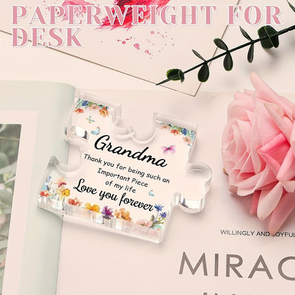 Grandma Birthday Gifts, Grandma Gifts Acrylic Puzzle Plaque, Mothers Day Christmas Birthday Gifts for Grandma