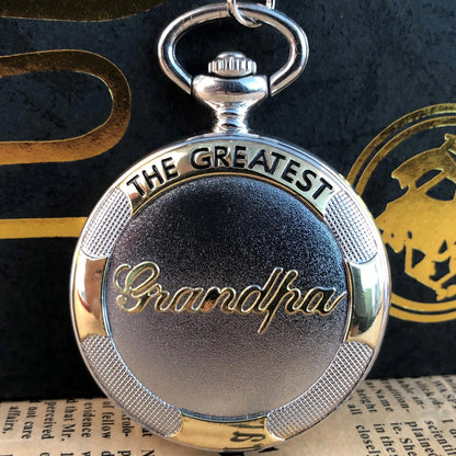 Exquisite Quartz Pocket Watch To My Grandpa, Necklace Chain Watches for Grandad, Fathers Day Birthday Holiday Gifts