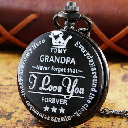 Exquisite Quartz Pocket Watch To My Grandpa, Necklace Chain Watches for Grandad, Fathers Day Birthday Holiday Gifts