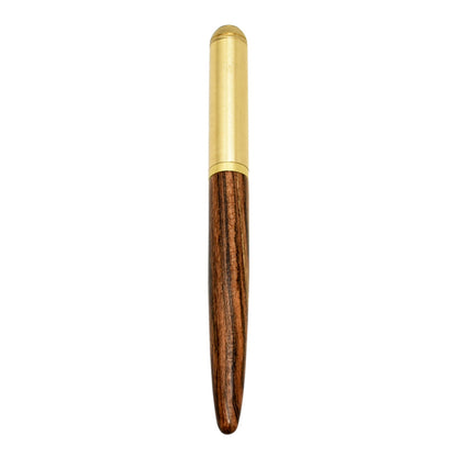 Luxury Retro Wood Bronze Fountain Pen Wooden Office Writing Calligraphy Pen for Business, Art, and Stationery Gift