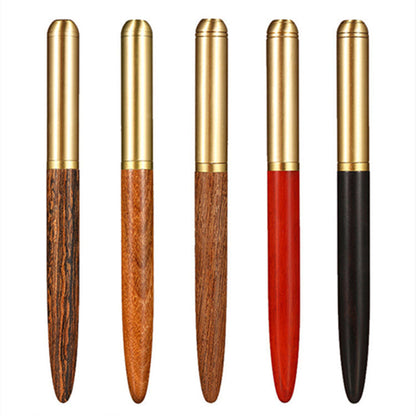Luxury Retro Wood Bronze Fountain Pen Wooden Office Writing Calligraphy Pen for Business, Art, and Stationery Gift