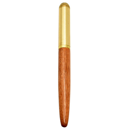 Luxury Retro Wood Bronze Fountain Pen Wooden Office Writing Calligraphy Pen for Business, Art, and Stationery Gift