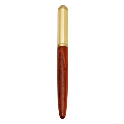 Luxury Retro Wood Bronze Fountain Pen Wooden Office Writing Calligraphy Pen for Business, Art, and Stationery Gift