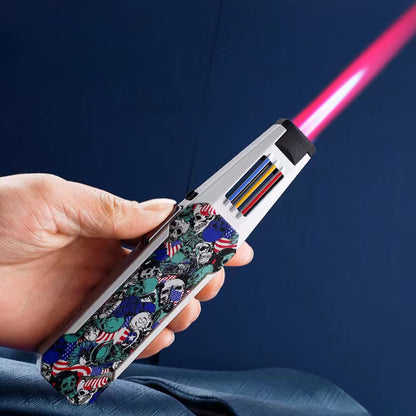 JOBON Jet Flame Pen Airbrush Butane Tube Lighter, Windproof Metal Gas Kitchen BBQ & Cigar Torch