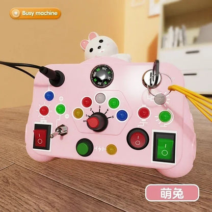 Montessori Busy Board Sensory Toy with LED Light and Switch Controls