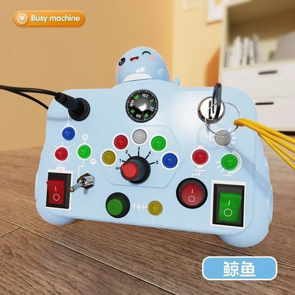 Montessori Busy Board Sensory Toy with LED Light and Switch Controls
