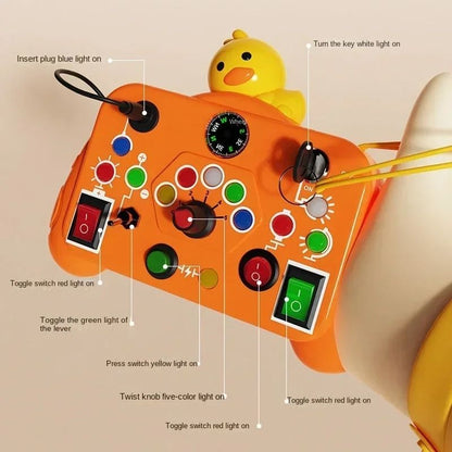 Montessori Busy Board Sensory Toy with LED Light and Switch Controls