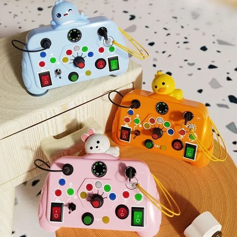 Montessori Busy Board Sensory Toy with LED Light and Switch Controls