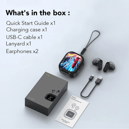 HTC NE20 Bluetooth 6.0 Wireless Earbuds with AI Translator and LCD Touch Screen