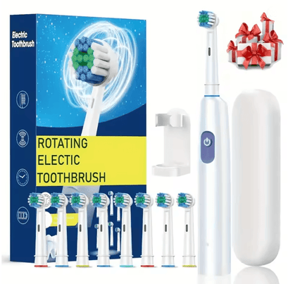 Rechargeable Rotary Electric Toothbrush for Adults with 8 Soft Brush Heads