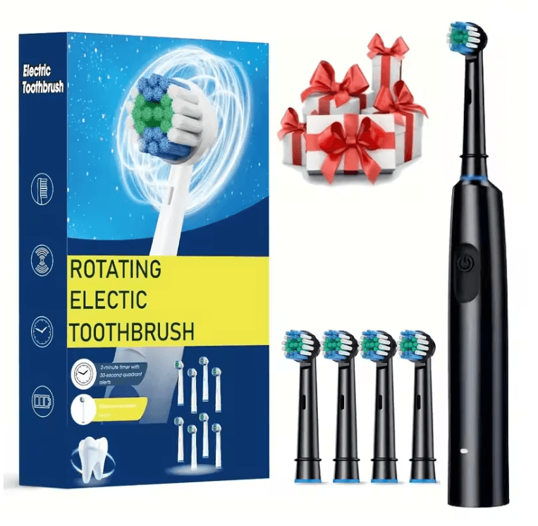 Rechargeable Rotary Electric Toothbrush for Adults with 8 Soft Brush Heads