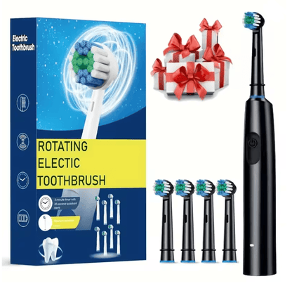 Rechargeable Rotary Electric Toothbrush for Adults with 8 Soft Brush Heads