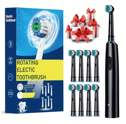 Rechargeable Rotary Electric Toothbrush for Adults with 8 Soft Brush Heads
