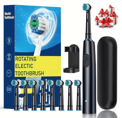 Rechargeable Rotary Electric Toothbrush for Adults with 8 Soft Brush Heads