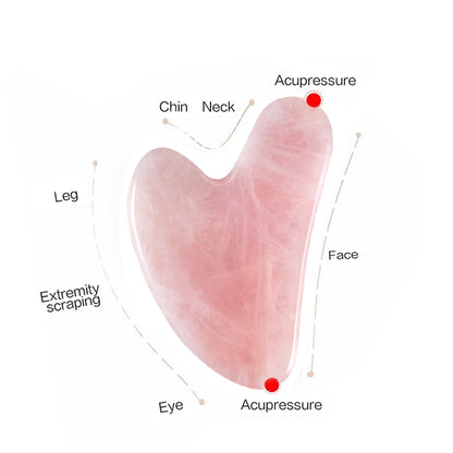 Rose Quartz Gua Sha Tools, Natural Stone Jade Gouache Scraper Neck Massager for Face Lifting, Wrinkle Remover & Beauty