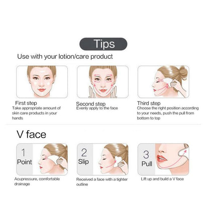 Rose Quartz Gua Sha Tools, Natural Stone Jade Gouache Scraper Neck Massager for Face Lifting, Wrinkle Remover & Beauty