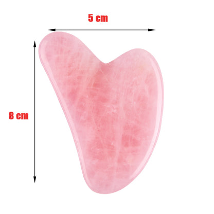 Rose Quartz Gua Sha Tools, Natural Stone Jade Gouache Scraper Neck Massager for Face Lifting, Wrinkle Remover & Beauty
