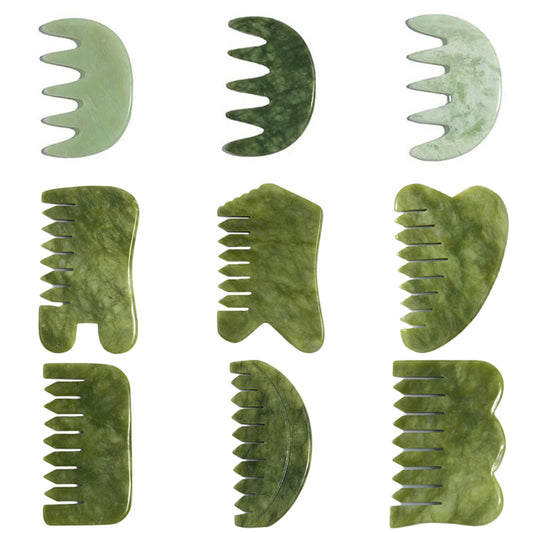 Natural Jade Comb Gua Sha Board Jade Massager for SPA Acupuncture Body Scraping Gouache Scraper Facial Skin Beauty Tool